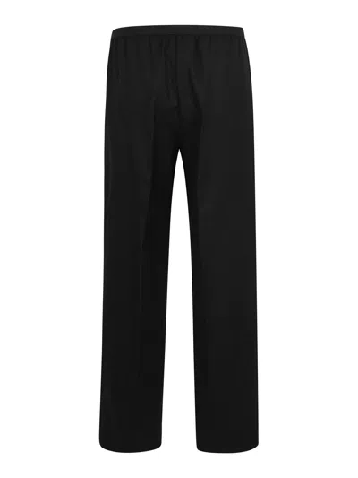 Plan C Wool Pants With Elastic Waist In Black