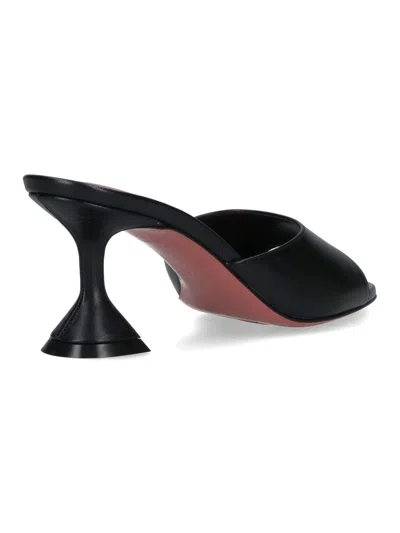 Amina Muaddi Black Nappa Leather Lupita 70 Slippers In Multi