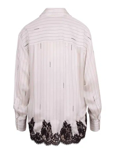 Ermanno Firenze Pinstriped Shirt With Lace In White