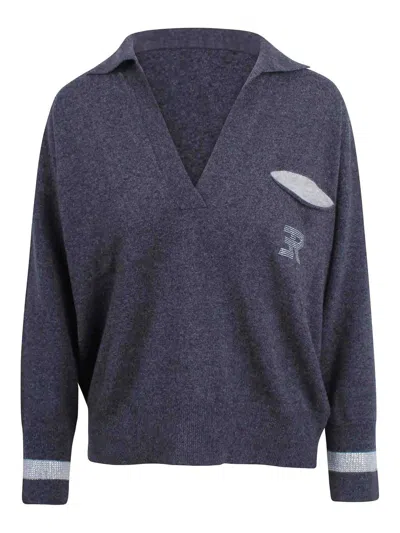 Ermanno Firenze Wool Sweater With Collar In Blue