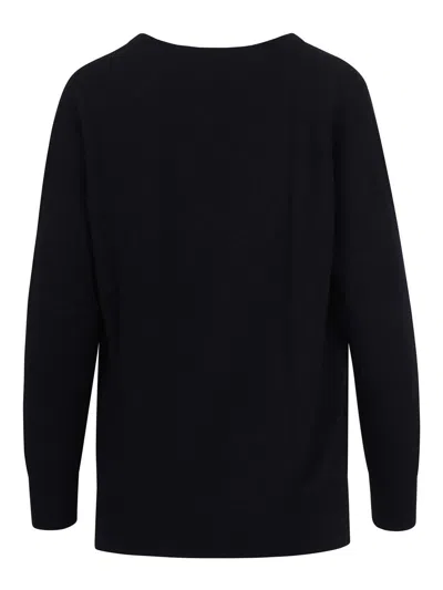 Ermanno Firenze Wool And Cashmere Sweater With Jeweled Logo In Black