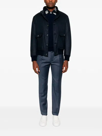 Barba Napoli Cashmere Bomber Jacket In Blue