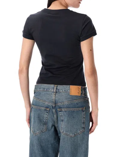 Ganni Washed Black T-shirt With Poodle Print In Animal Print