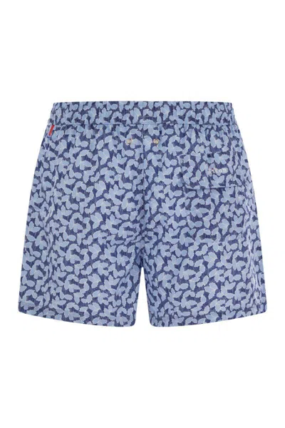 Kiton Patterned Beach Boxers In Blue
