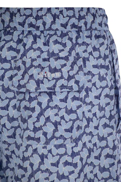 Kiton Patterned Beach Boxers In Blue