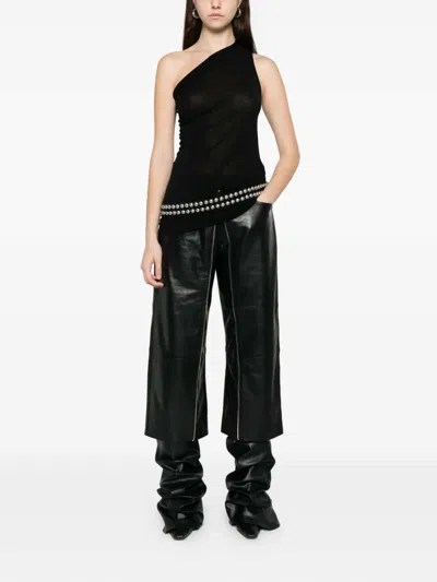 Rick Owens Athena Top With Asymmetrical Sleeves In Black