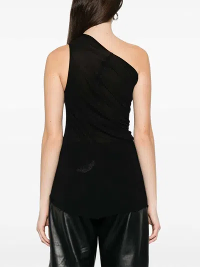 Rick Owens Athena Top With Asymmetrical Sleeves In Black