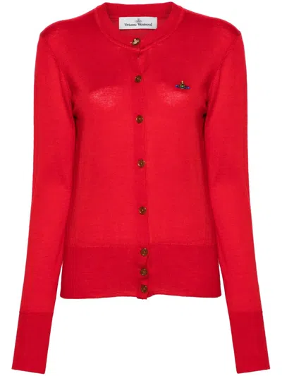 Vivienne Westwood Bea Lightweight Cotton Blend Cardigan Clothing In Red