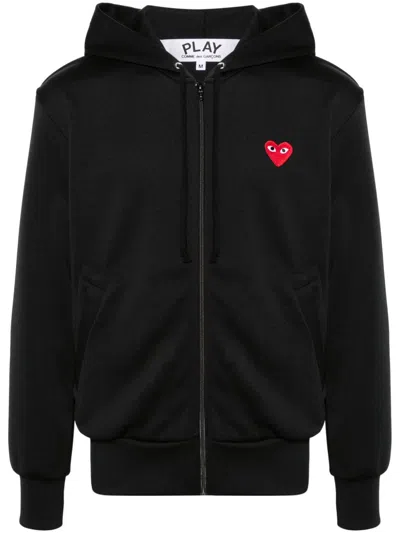 Comme Des Garçons Comme Des Garcons Logo Zipped Cotton Hoodie