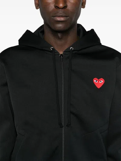 Comme Des Garçons Comme Des Garcons Logo Zipped Cotton Hoodie