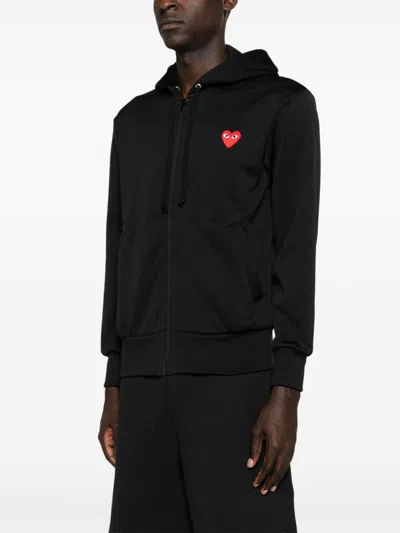 Comme Des Garçons Comme Des Garcons Logo Zipped Cotton Hoodie