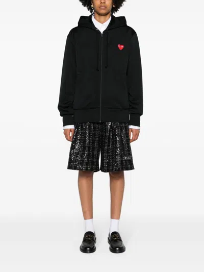 Comme Des Garçons Comme Des Garcons Logo Zipped Cotton Hoodie