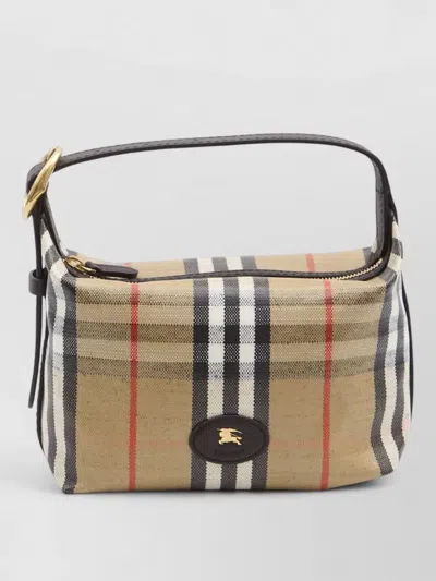 Burberry Women Coated Canvas Handbag With Check Pattern In Multi