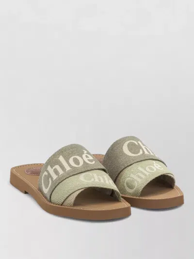 Chloé Flat Slide Sandals Open Toe Strap In Green