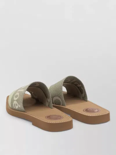 Chloé Flat Slide Sandals Open Toe Strap In Green