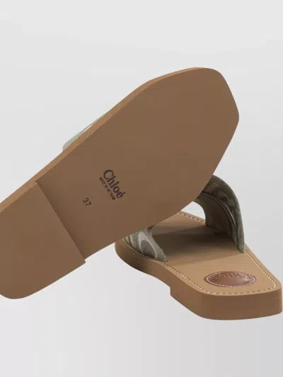 Chloé Flat Slide Sandals Open Toe Strap In Green