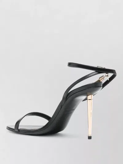 Tom Ford Leather Padlock Pointy Toe Ankle Strap Sandals In Black