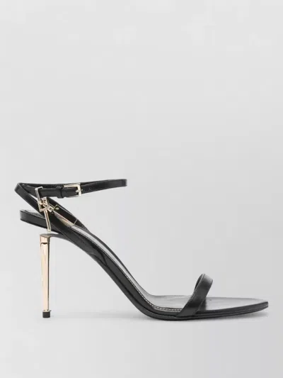 Tom Ford Leather Padlock Pointy Toe Ankle Strap Sandals In Black