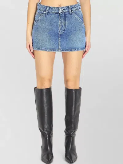 Alexander Wang Denim High Waist Carpenter Mini Skort In Blue
