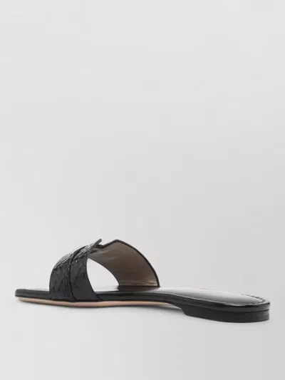 Tom Ford Python Effect Leather Flat Sandals In Black