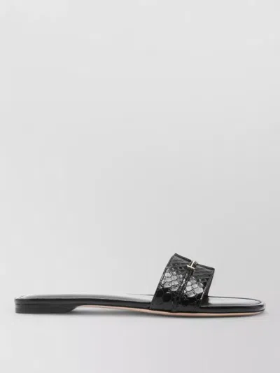 Tom Ford Python Effect Leather Flat Sandals In Black