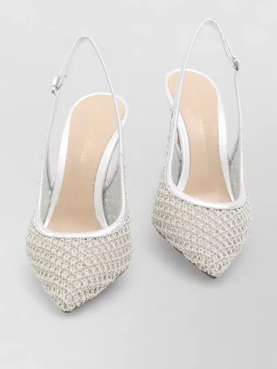 Gianvito Rossi Slingback Pumps Metallic Leather Sheer In Silver