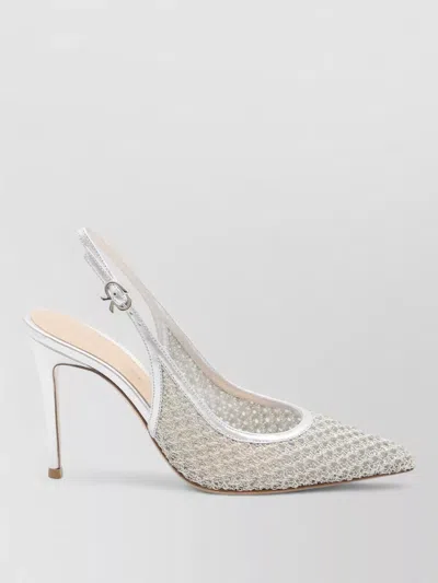 Gianvito Rossi Slingback Pumps Metallic Leather Sheer In Silver