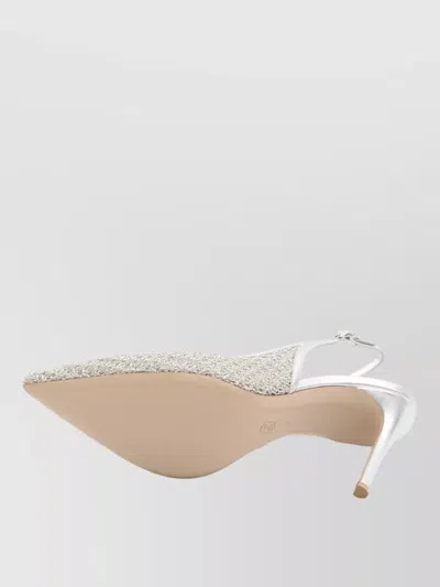 Gianvito Rossi Slingback Pumps Metallic Leather Sheer In Silver