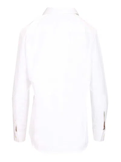 Burberry Poplin Shirt With Ekd Embroidery In White