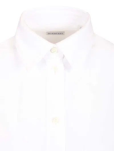 Burberry Poplin Shirt With Ekd Embroidery In White