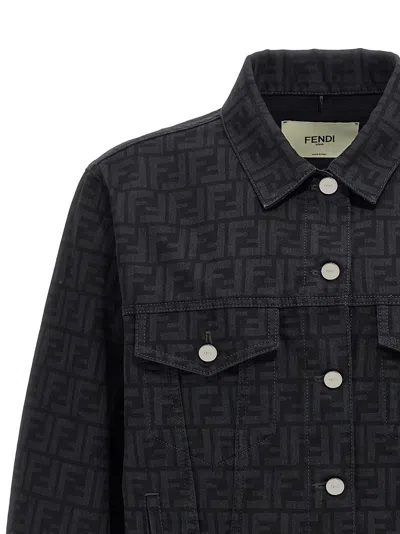 Fendi Ff Denim Jacket In Black