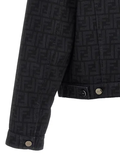 Fendi Ff Denim Jacket In Black