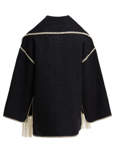 Totême Fringe Embroidered Scarf Wool Jacket In Multi