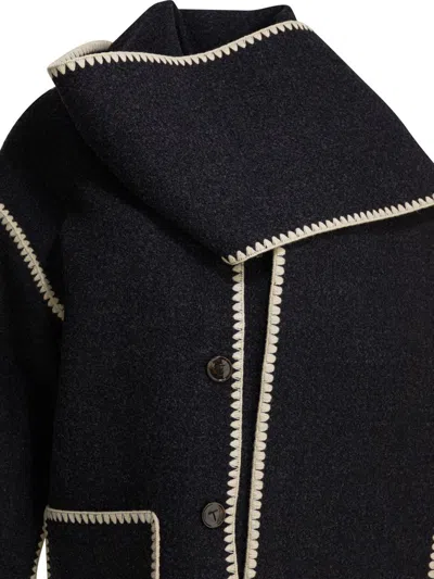 Totême Fringe Embroidered Scarf Wool Jacket In Multi