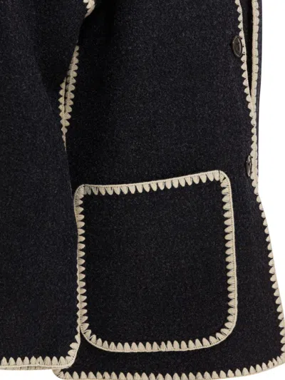 Totême Fringe Embroidered Scarf Wool Jacket In Multi