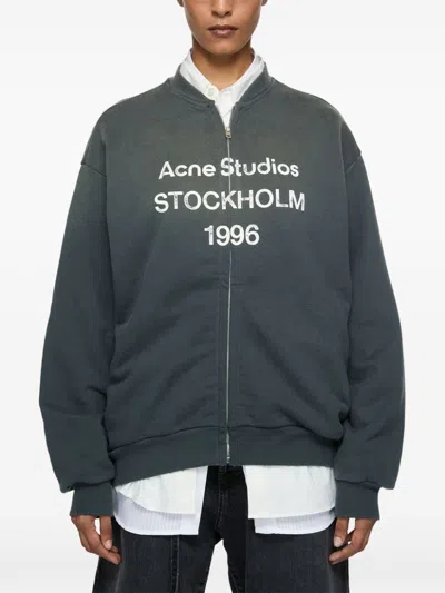 Acne Studios Knit Sweatshirt Long Sleeves Ribbed Cuffs Hem In Blue