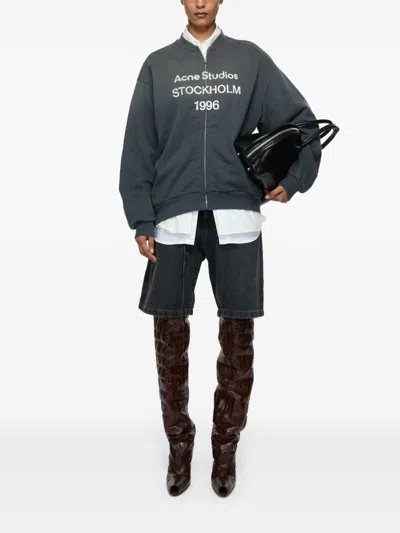 Acne Studios Knit Sweatshirt Long Sleeves Ribbed Cuffs Hem In Blue