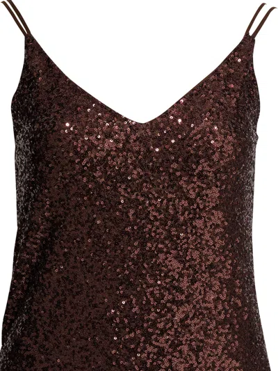 Semper Long Sequined Dress Dresses Brown In Burgundy