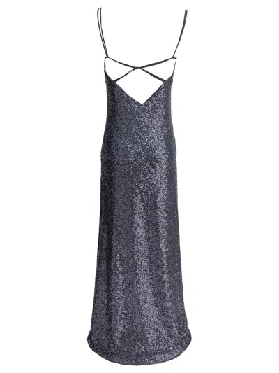 Semper Long Sequined Dress Dresses Grey In Blue