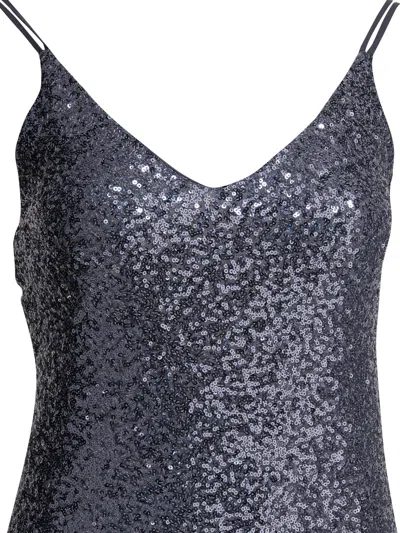 Semper Long Sequined Dress Dresses Grey In Blue
