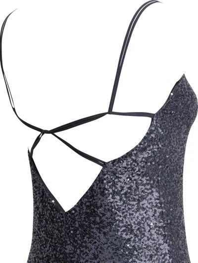Semper Long Sequined Dress Dresses Grey In Blue