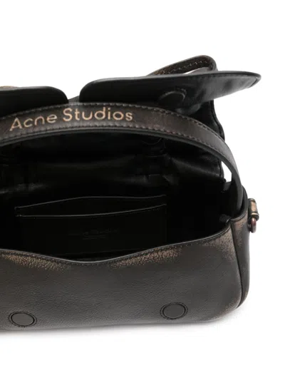 Acne Studios Aip Darl Brown Grained Leather Multipocket Micro Vintage Bag In Black