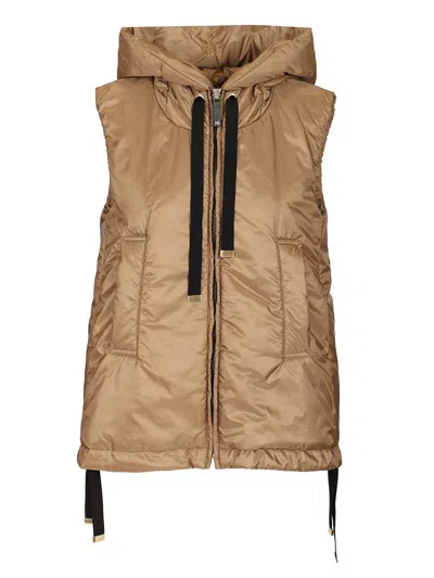 Max Mara The Cube Padded Vest With Hood Coats Brown In Brown