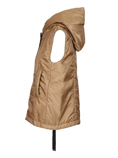 Max Mara The Cube Padded Vest With Hood Coats Brown In Brown