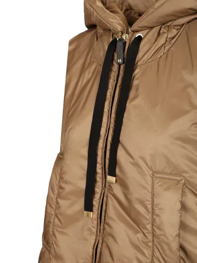 Max Mara The Cube Padded Vest With Hood Coats Brown In Brown