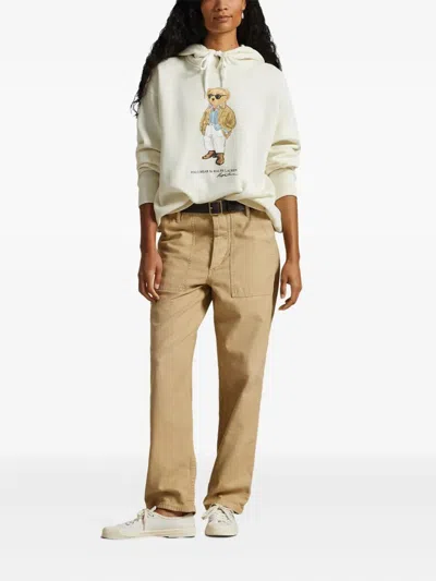 Polo Ralph Lauren Polo Bear Fleece Hoodie Clothing In Neutral
