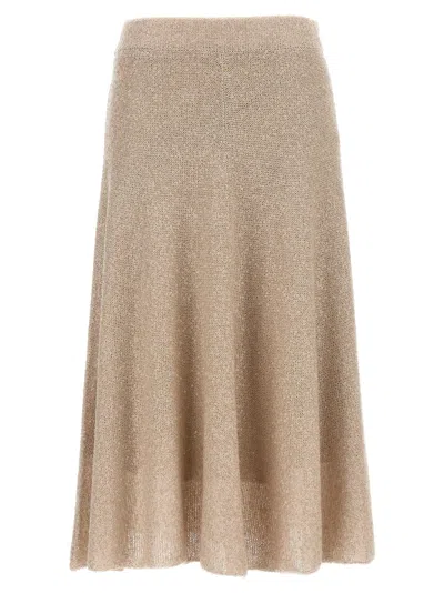 Brunello Cucinelli Sequin Knitted Skirt Skirts Beige In Neutral
