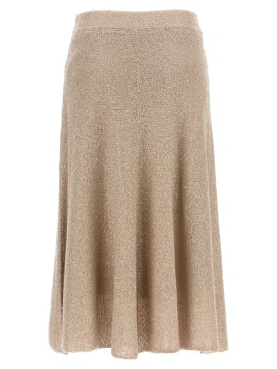 Brunello Cucinelli Sequin Knitted Skirt Skirts Beige In Neutral