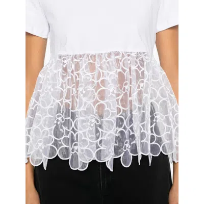 Cecilie Bahnsen Lace-detail T-shirt In White
