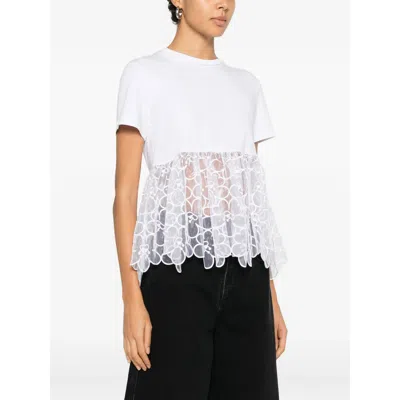 Cecilie Bahnsen Lace-detail T-shirt In White